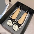 thumbnail image 6 of Miluxas Polka Dot Flats for Women Mesh Bow Mary Jane Ballet Flats Summer Dressy Slip On Shoes Breathable Ballerinas Comfy Trendy Classic Beige 9.5(43), 6 of 7