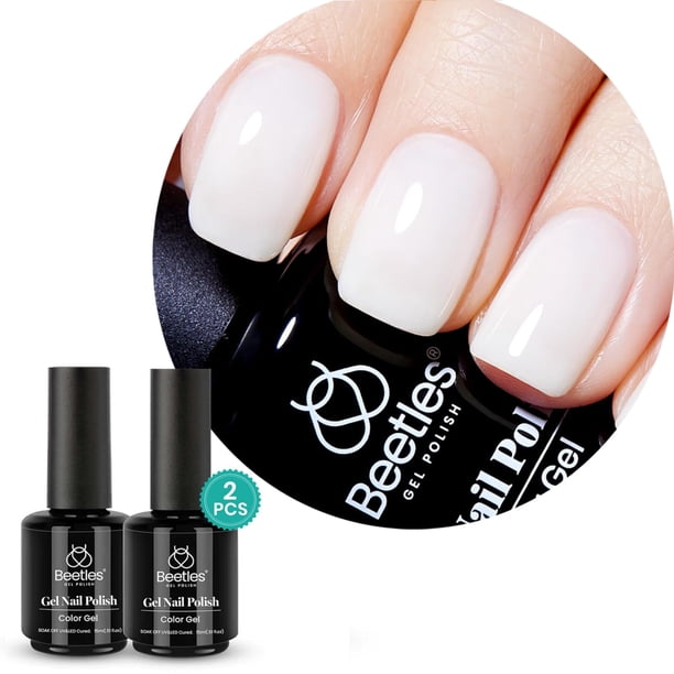 Esmalte de uñas Beetles Milky White Jelly Gel, 15 ml, juego de 2
