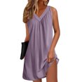 thumbnail image 2 of Una Línea de Vestidos de Verano para las Mujeres 2025 sin Mangas Vestido de Noche Suave, Cuello en V Plisado Vestido de Sueño Ligero, 2 of 7