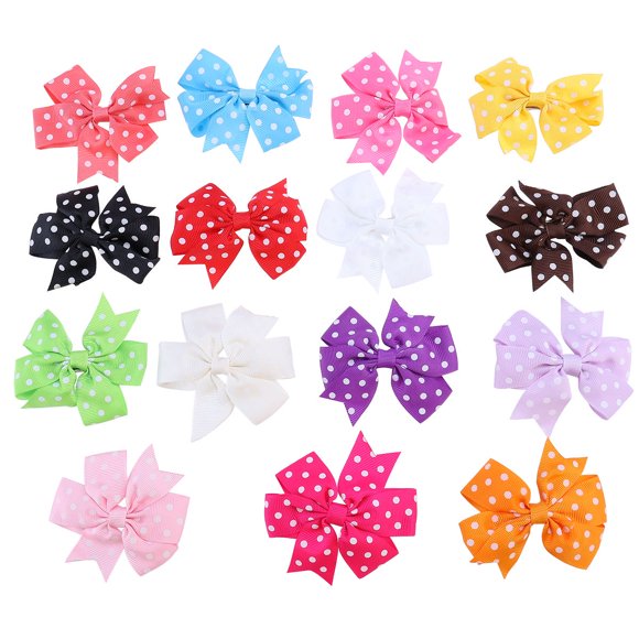 SHOWERORO 15Pcs Assorted Color Bowknot Style Bowknot Hair Clips for Girls