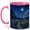 Pink, variant on Moonlit Firefly Path 11oz Ceramic Mug, Starry Meadow Coffee Cup