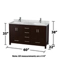 thumbnail image 3 of Wyndham Collection Sheffield 60" Wood & Metal Double Bathroom Vanity in Espresso, 3 of 4