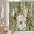 thumbnail image 3 of Boho Floral Shower Curtain Sage Green Blush Flower Leaves Botanical Plant Nature Blossom Modern Bohemia Extra Long Bathroom Home Curtain with Hooks,70" Wx84 H, 3 of 6