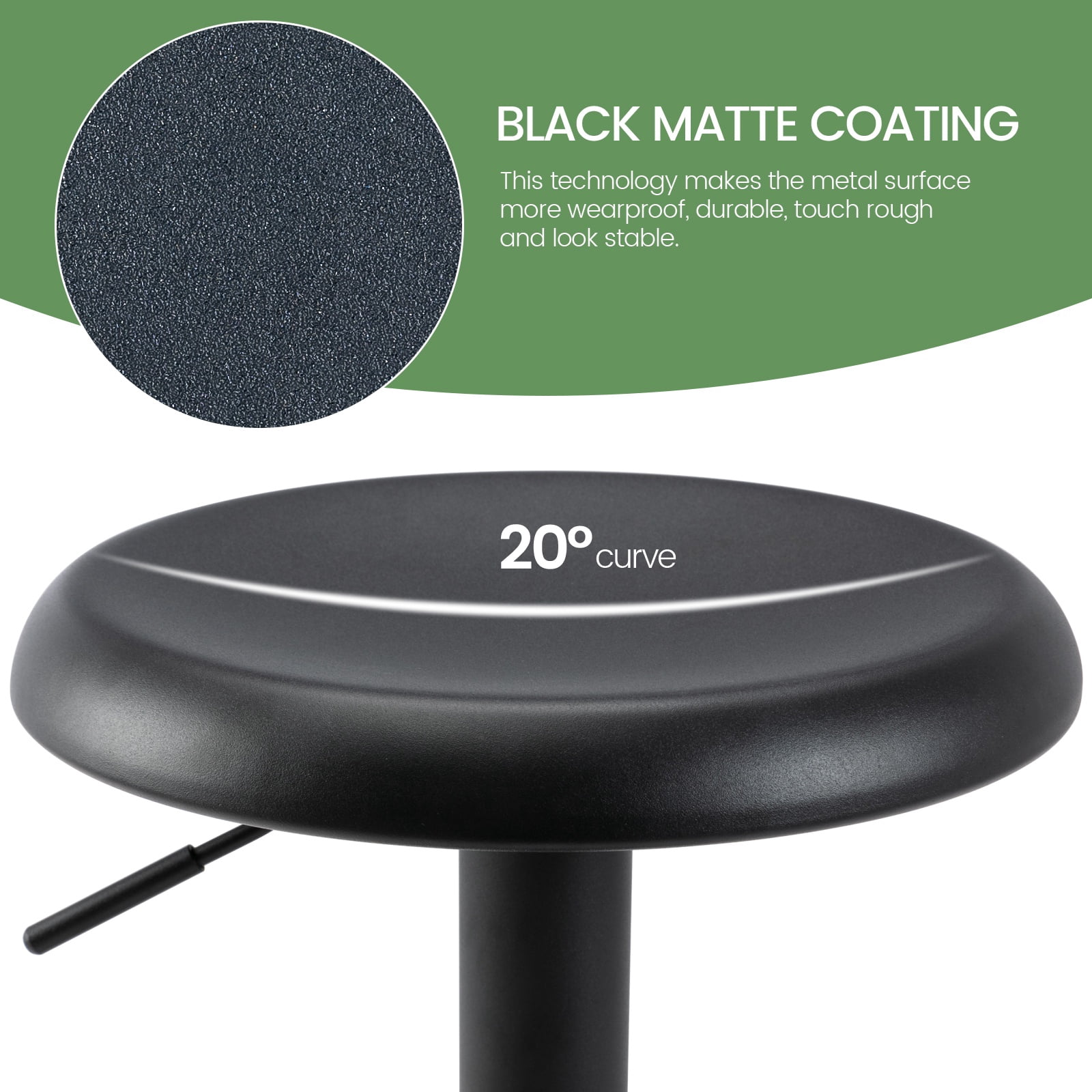 Single Black Bar Stool, Adjustable 360° Swivel Counter Height Bar Stool, Industrial Backless Metal Bar Chair for Kitchen Island with Footrest