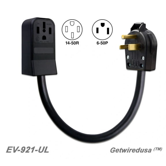 EV Charger Power Adapter NEMA 6-50P to 14-50R Adapter for Electric Vehicles for Level-2 Charging