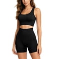 thumbnail image 2 of Maqroz Workout Sets for Women Two Piece Seamless Activewear Ribbed Scoop Neck Sleeveless Crop Tank Tops High Waisted Biker Shorts Gym Yoga Athletic Matching Outfits, 2 of 9