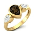 thumbnail image 2 of 1.25 Cts Bezel set Pear Smoky Quartz 925 Sterling Silver Gold Vermeil Three Stone Women Valentines Day Gifts Ring, 2 of 4