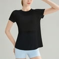 thumbnail image 2 of Camiseta holgada con corte en la espalda para mujer: cuello redondo, manga corta, poliéster, para yoga/deporte (tallas S-XL), 2 of 4