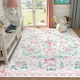 thumbnail image 2 of Wonnitar Floral 5'x 7' Area Rug for Nursery, Cute Bow Accent Pink Rugs for Kids Room, Washable Non Slip Soft Low Pile for Bedroom, Playroom, Living Room, Vanity, 2 of 8