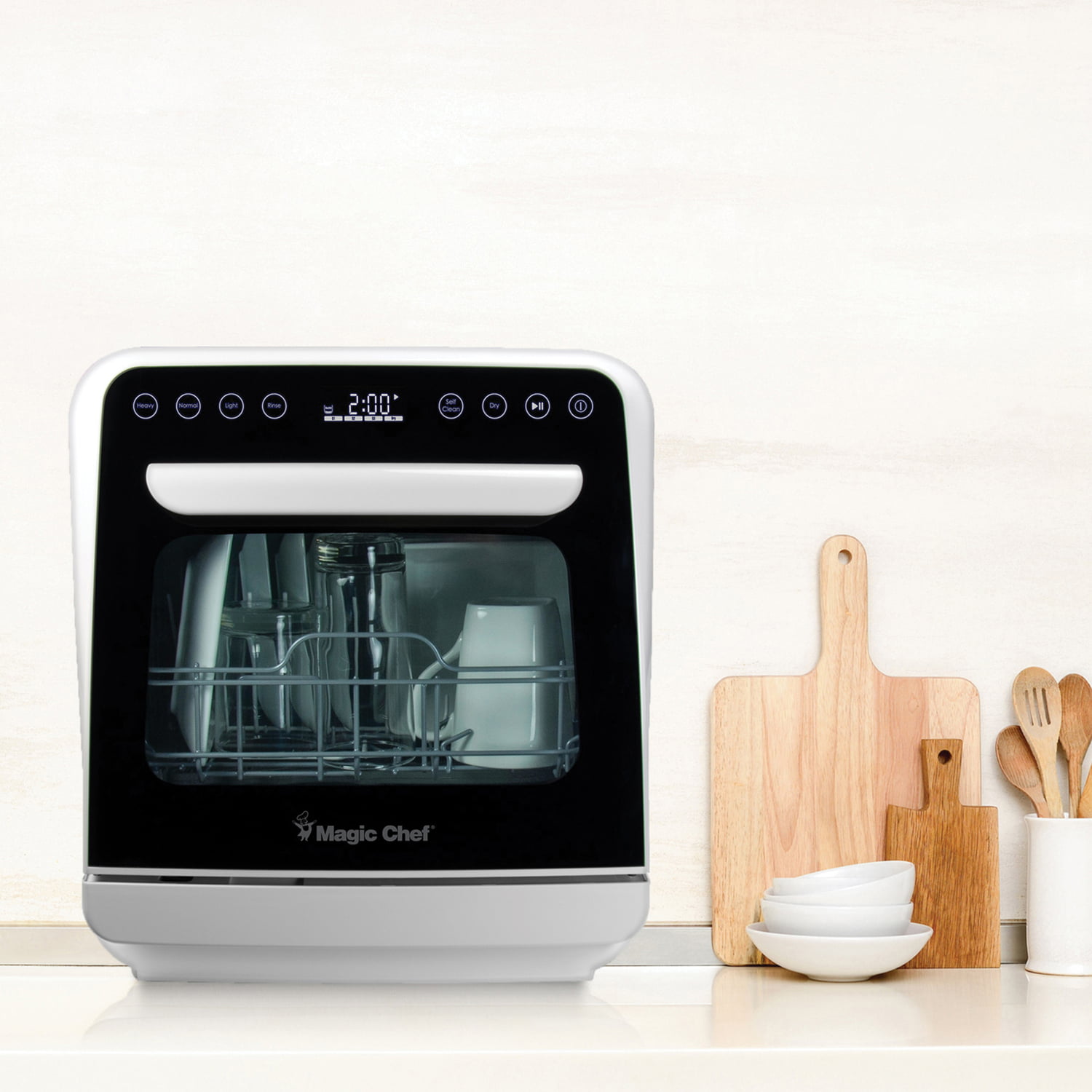 Magic Chef Mini Countertop Dishwasher in White - 3 Plate Setting Capacity MCSCD3W - 1
