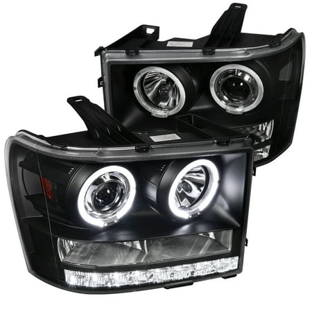 Spec-D Tuning Piano 2007-2012 Sierra 1500 Hd Hybrid Led Dual Halo Projector Headlight 2007 2008 2009 2010 2011 2012 (Left + Right)