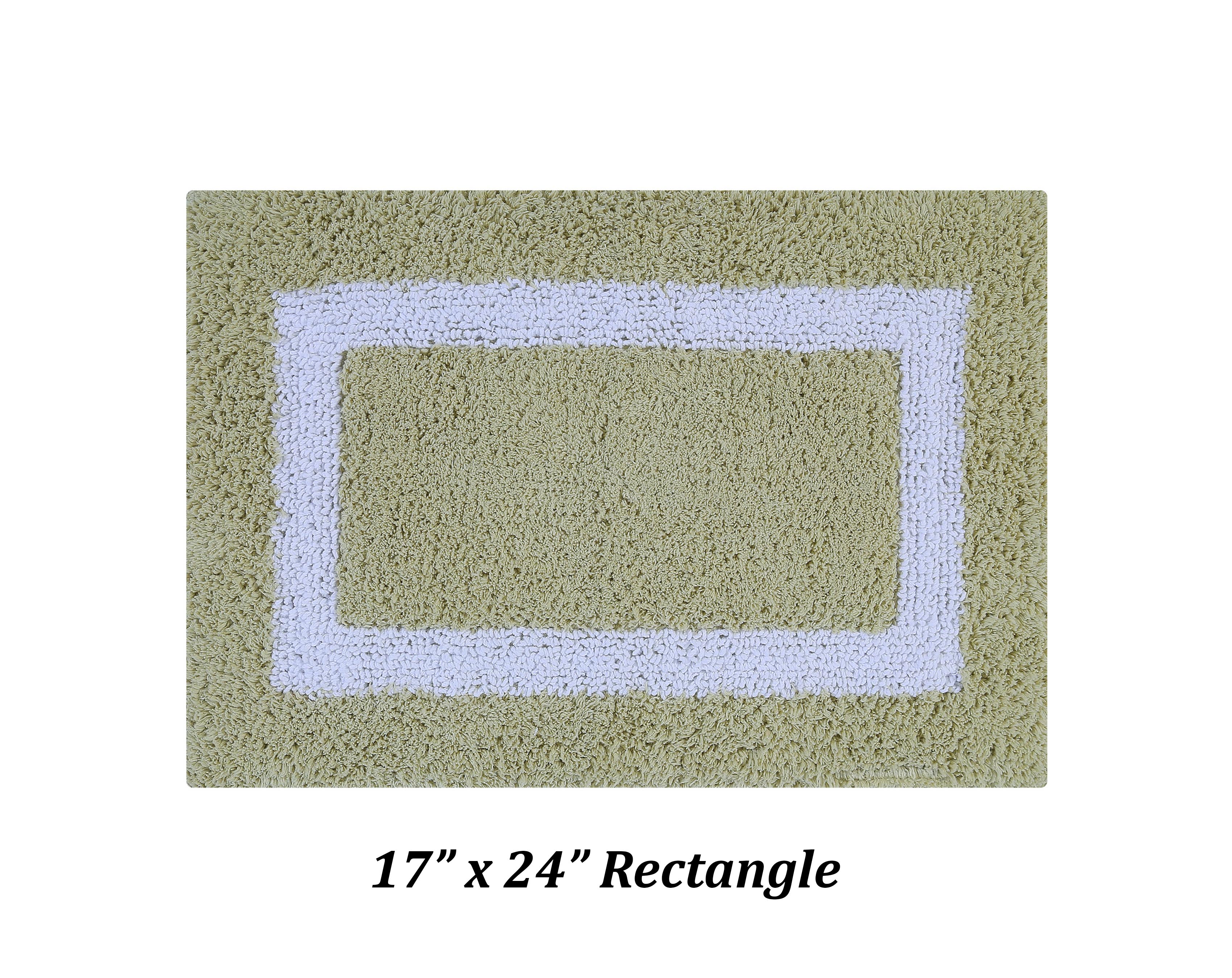 Better Trends 5 Piece Bathroom Rugs Set 100% Cotton Soft Bath Mat Water Absorbent, Reversible, Machine Washable for Home, Bathroom Decor Toilet Base Contour Mat, Hotel Multi Collection - Sage/White