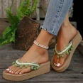 thumbnail image 2 of Hopeusnice Sandals for Women Nylon Spandex Materials Summer Shoes Breathable Non-Slip Women's Sandals Trendy Soft Thong Sandals Wedge Heel Boho Style Lightweight Walking Shoes Green 37, 2 of 7