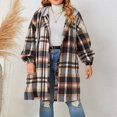 thumbnail image 4 of Leesechin Womens Long Sleeve Plaid Shirts Flannel Lapel Button Down Shacket Jacket Coats, 4 of 9