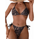 thumbnail image 2 of Conjunto de Bikini Triangular de Dos Piezas con Cuello Halter y Lazos Laterales para Mujer, Color Café, Talla L, 2 of 8