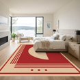 thumbnail image 3 of ODIKA 9'x12' Washable Area Rug Red Beige Geometric Artistic Design Elegant Minimalist Aesthetic with Bold for Master Suite, California King, Under Bed, Non-Shedding, Easy Care, 3 of 7