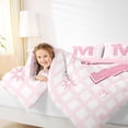 thumbnail image 4 of Homewish Girly Pink M Bedding Comforter Set for Kids, Kawaii Initial Letter Twin Comforter Sets, Cartoon Buffalo Plaid Reversible Bedding Set, Ultra Soft Bedroom Decor, 2 Pieces, 4 of 8