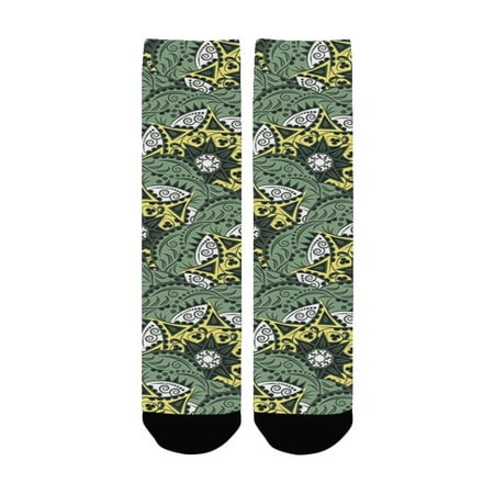 

Mandala Indian Floral Motifs Pattern Bohemian Ornaments Vintage Artwork Jade Green Dark Green Yellow Women s Custom Socks (Made In USA)