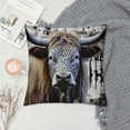 thumbnail image 2 of GOSMITH  Highland Cow Pillow Cases Cushion Covers Kids Highland Cattle Throw Pillow Covers   Soft Leopard Print Decorative Throw Pillowcases forWood Grain Grey Brown Cushion Cases, 2 of 5