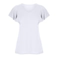 thumbnail image 3 of Tbopshirt Womens Top Women Fashion Solid Casual V-Neck Short Sleeve Loose T-Shirt Blouse Tops, 3 of 4