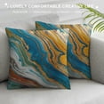 thumbnail image 3 of Creowell Marbles Throw Pillow Covers SetAbstract Acrylic Blue Marbling Artwork Texture Golden Glitter Decorative Throw Pillow Cover Farmhouse Pillowcase for Living Room Sofa Bed, 3 of 5