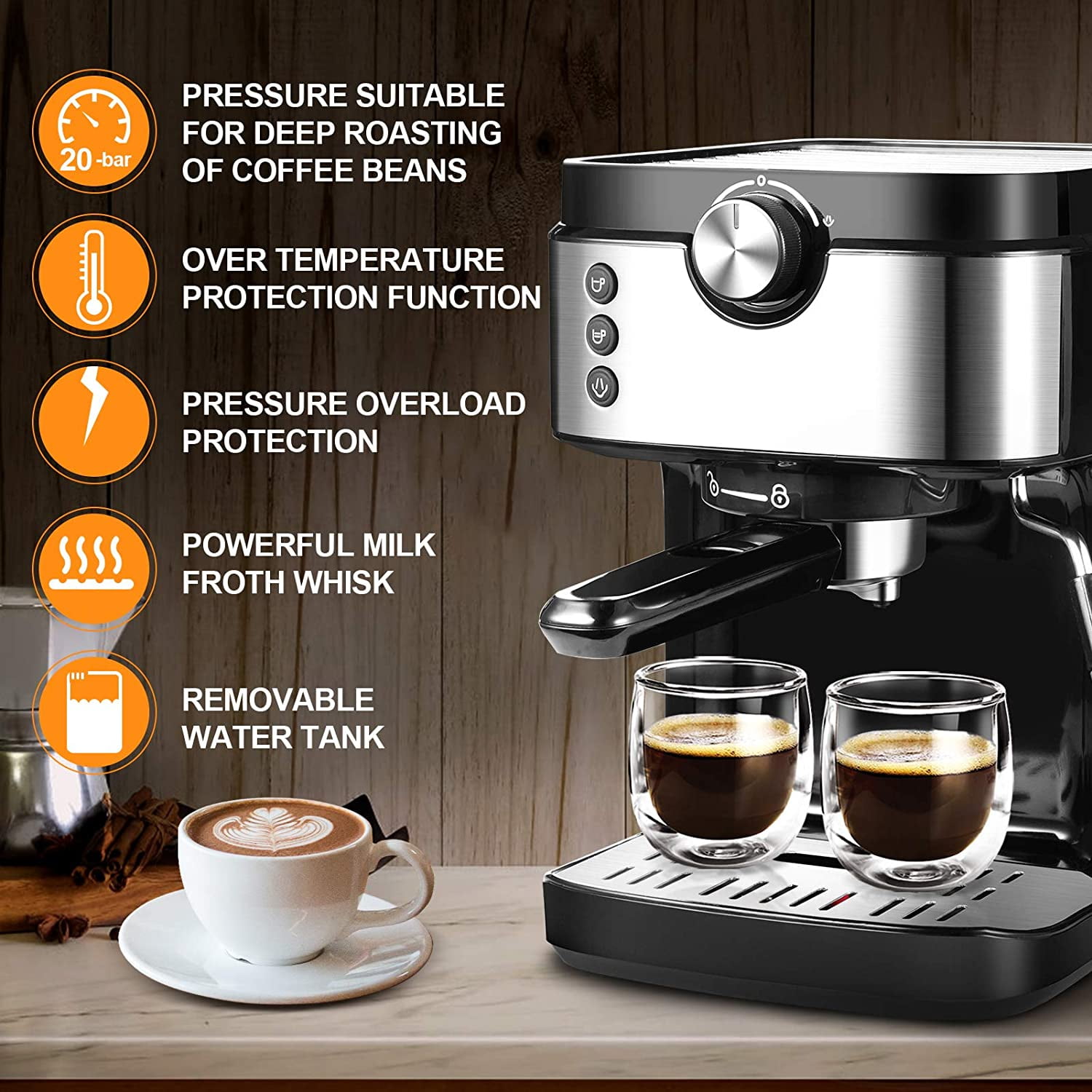Eu Plug Espresso Coffee Machine, Built-in Milk Frother/steam Wand, Drip  Coffee Maker,latte & Cappuccino Maker With Water Tank,ideal For Home  Use,stainless Steel,kitchen Accessories - Temu Belgium