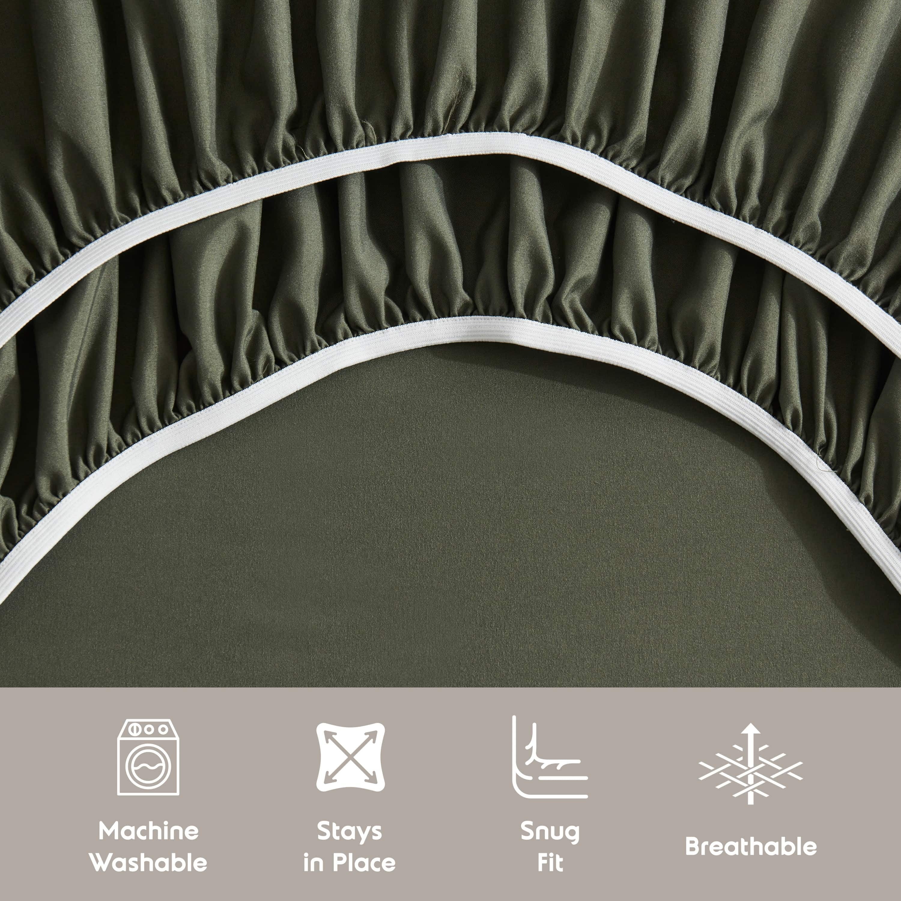 LammaLoe Extra Deep Pocket Queen Sheets set, Fits 18"-24" Mattress, 6 Piece Soft Microfiber Bed Sheet Sets, Olive Green