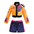 thumbnail image 6 of 2026 New Halloween Popular Singers Idol Cosplay Costume, Stage Role Play Dance Jumpsuit Full Set Costume, Cosplay Set Include Coat, Top and Pants, Halloween Outfits for 3-14 Years, 110(3-4 Years), 6 of 6