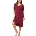 thumbnail image 1 of Camisón de mujer INSPIRE CHIC con botones, suave modal, de manga corta, pijama, camisetas de dormir, XS, rojo, 1 of 6