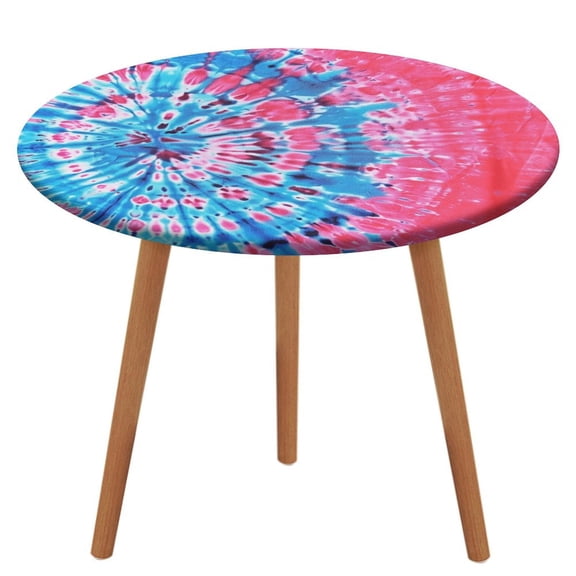 Colorful Swirls Tie-dye Fitted Table Cover - Waterproof Elastic Edged Tablecloth Wipeable Table Cloth for Spring Party Dinner Table Decor (Fit for 45"-54" Round Tables)
