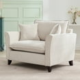 thumbnail image 6 of Euroco 46.9" Oversized Armchair, Chenille Fabric, Comfy Chair and a Half Single Sofa with Pillow for Living Room Bedroom Office Apartment, Cream, 6 of 9