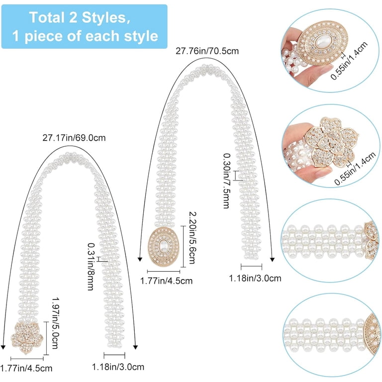 Pearl Waist Belts for Women 2pcs Elastic Pearl Belts Wedding  display picture 1