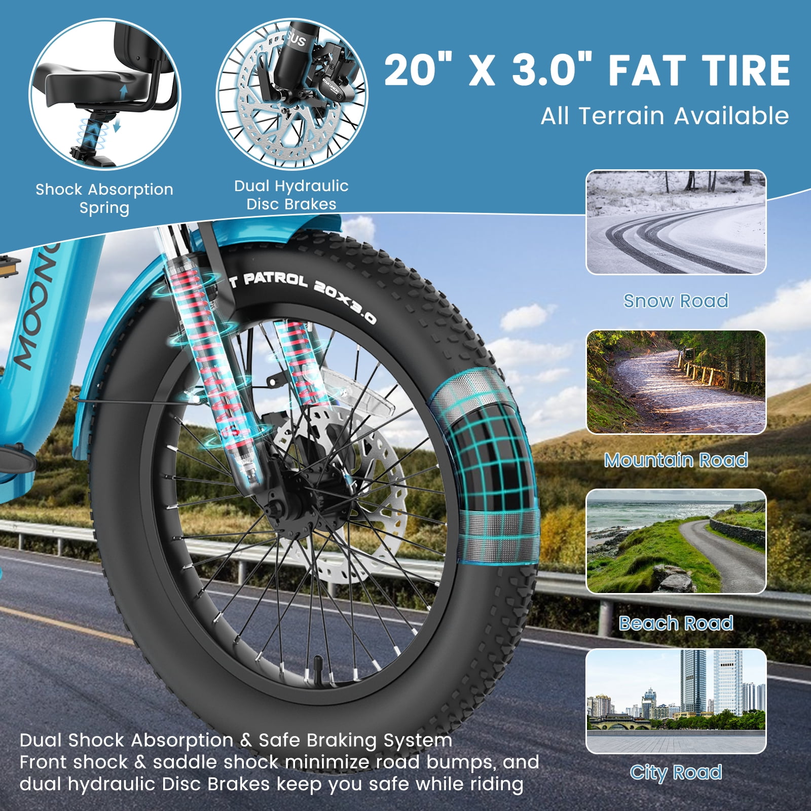 Lilypelle Electric Tricycle for Adults,Peak 1500W 48V Folding E-Mountain bike , 20" 6 Speed 3 Wheels Unisex Electric Bicycle with Front & Rear Basket, Removable 20AH Battery, LED light