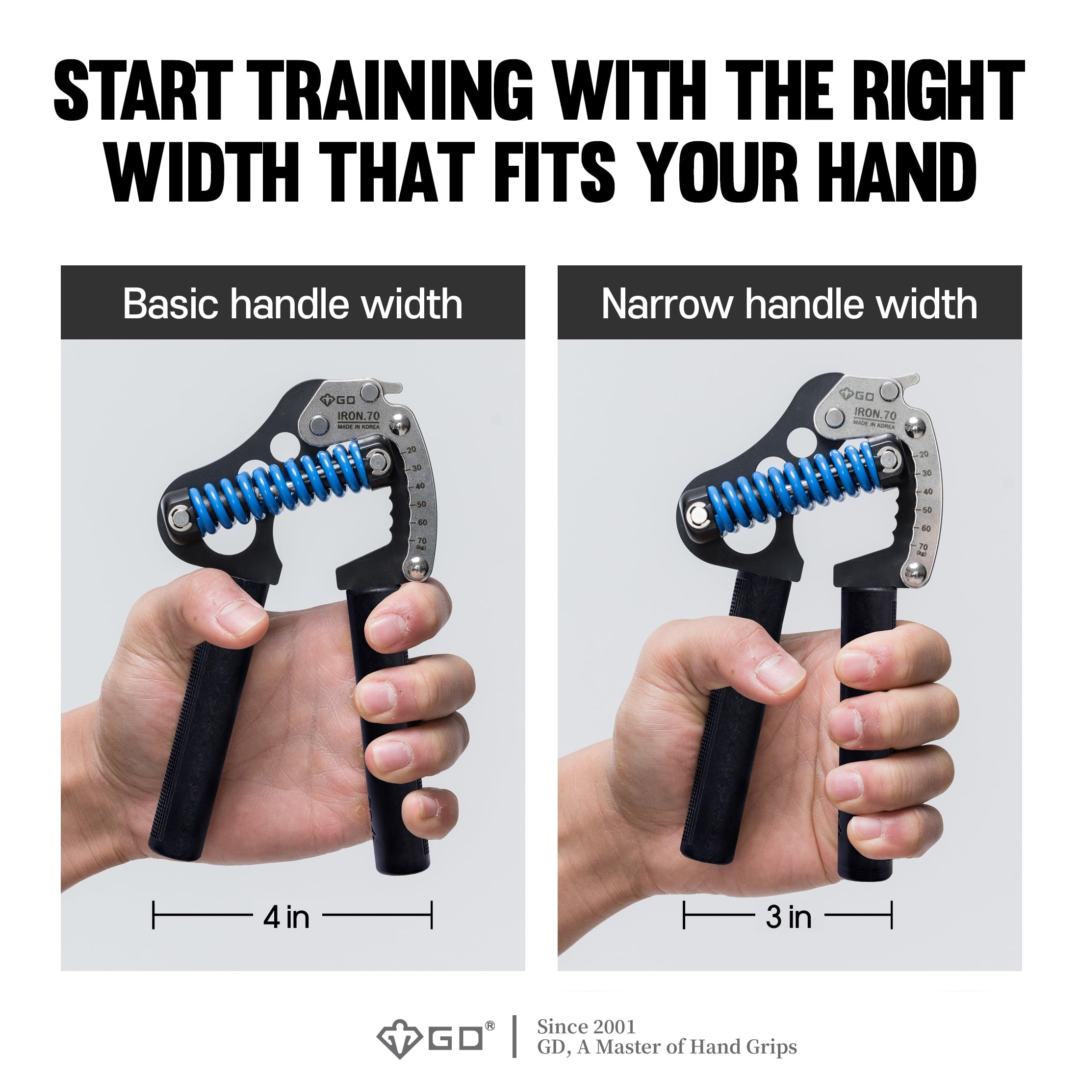 GD IRON GRIP 70(P) Adjustable Hand Grip Strengthener, 44~154lbs Grip Strength Trainer Premium Forearm Strengthener Hand Gripper for Grip Strength