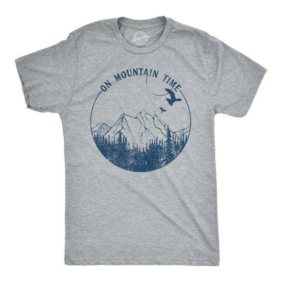 Mens On Mountain Time T shirt Cute Hiking Camping Gift Happy Camper Tee for Guys Graphic Tees