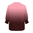 thumbnail image 6 of Vekome Womens Tops 3/4 Sleeve Plus Size Shirts V Neck Casual Tee Shirts Button Gradient Summer Pullover Tops Wine M, 6 of 7