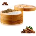 thumbnail image 1 of SHTUUYINGGDivided Bamboo Salt and Pepper Box Engraved with Salt and Pepper for Salt Box with Magnetic Swivel Lid and Spoon Round Kitchen Seasoning Salt Container Salt Holder with Lid Salt Keeper, 1 of 7