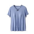 thumbnail image 1 of Tnhcen Blouse Femme Décontractée Mode Col Rond Régulier Vêtements de Nuit Hauts Camisoles Sans Manches T-Shirts pour Femmes Pyjamas pour Femmes Bleu Clair, 1 of 3