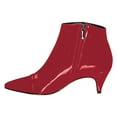 thumbnail image 2 of XYD Women Low Kitten Heel Ankle Boots Pointed Closed Toe Side Zipper Prom Date Chic Short Bootie Shoes Size 8.5 Red, 2 of 4