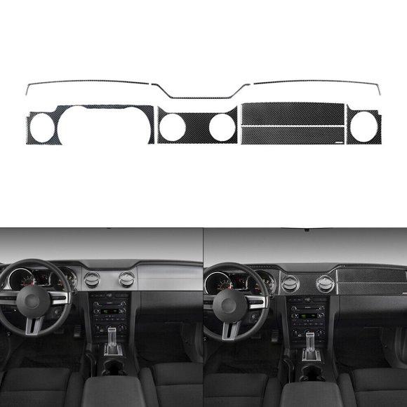 8Pcs Carbon Fiber Interior Console Panel Cover Trim for Ford for Mustang 2005-2009