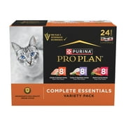 Purina Pro Plan Complete Essentials Grain Free Wet Cat Food Chicken, Turkey and Beef Variety Pack, 3 oz Can (24 Pack)