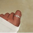 thumbnail image 3 of Unisex Love Knot Ring With Flower Design And Diamond Accent Electroplated Alloy Jewelry For Women Men Gift Set, 3 of 6