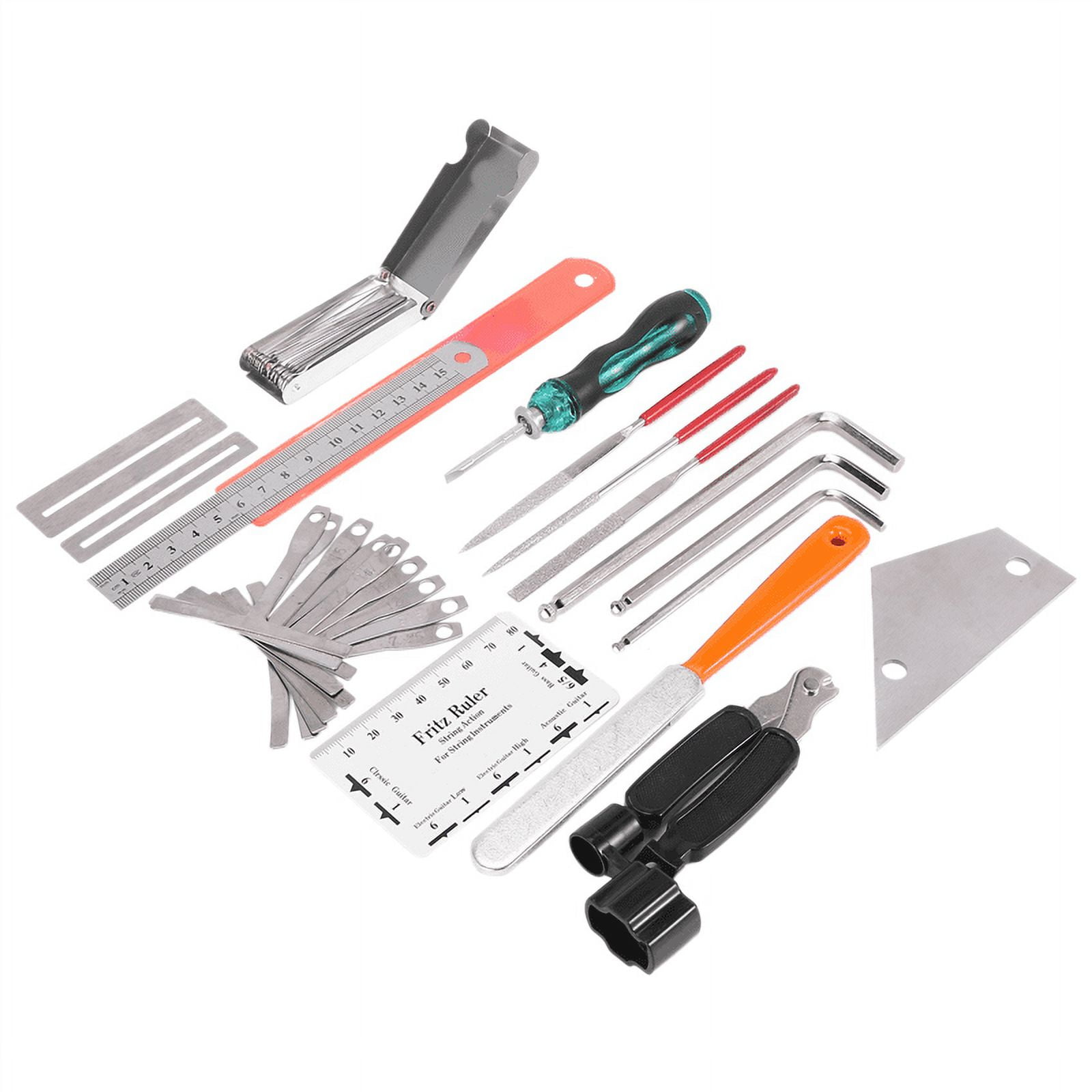 3X Guitar Tool Kit Repairing Maintenance Tools String Organizer String Action Ruler Gauge Measuring Tool Hex Wrench Set