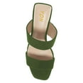thumbnail image 4 of YDN Women Slip on Double Strap Platform Mules Open Square Toe High Block Heels Casual Dress Work Slide Sandals Size 16 Olive, 4 of 5