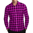 thumbnail image 2 of Fznquz Big and Tall Button Up Shirt Men Button Down Pink Plaid Long Sleeve Shirts Collar Mens Clothes, 2 of 8