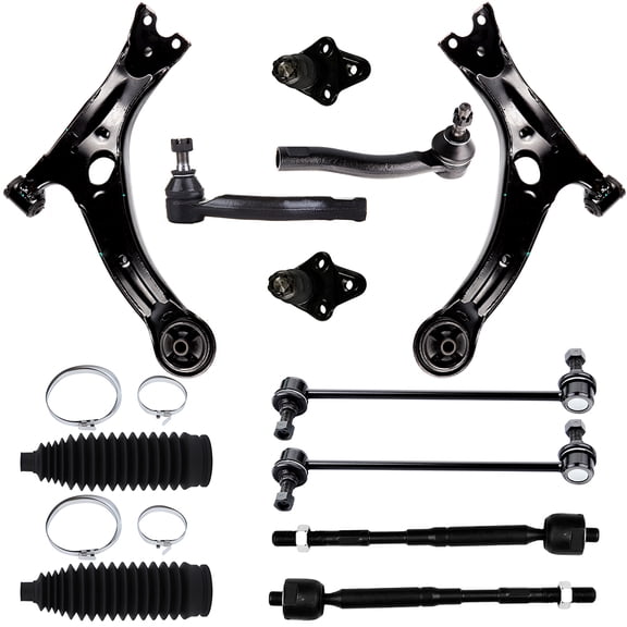 ECCPP 12PCS Front Suspension Kit for 2003-2008 for Toyota Corolla Lower Control Arm Sway Bar End Link Outer/Inner Tie Rod End Control Arm and Ball Joint Assembly