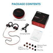 Shedirmuc Bluetooth Headphones, IPX7 Waterproof In-ear Earbuds, Wireless Sports Earphones for Gym Running Cycling Workout (Red Outside & Black Inside)