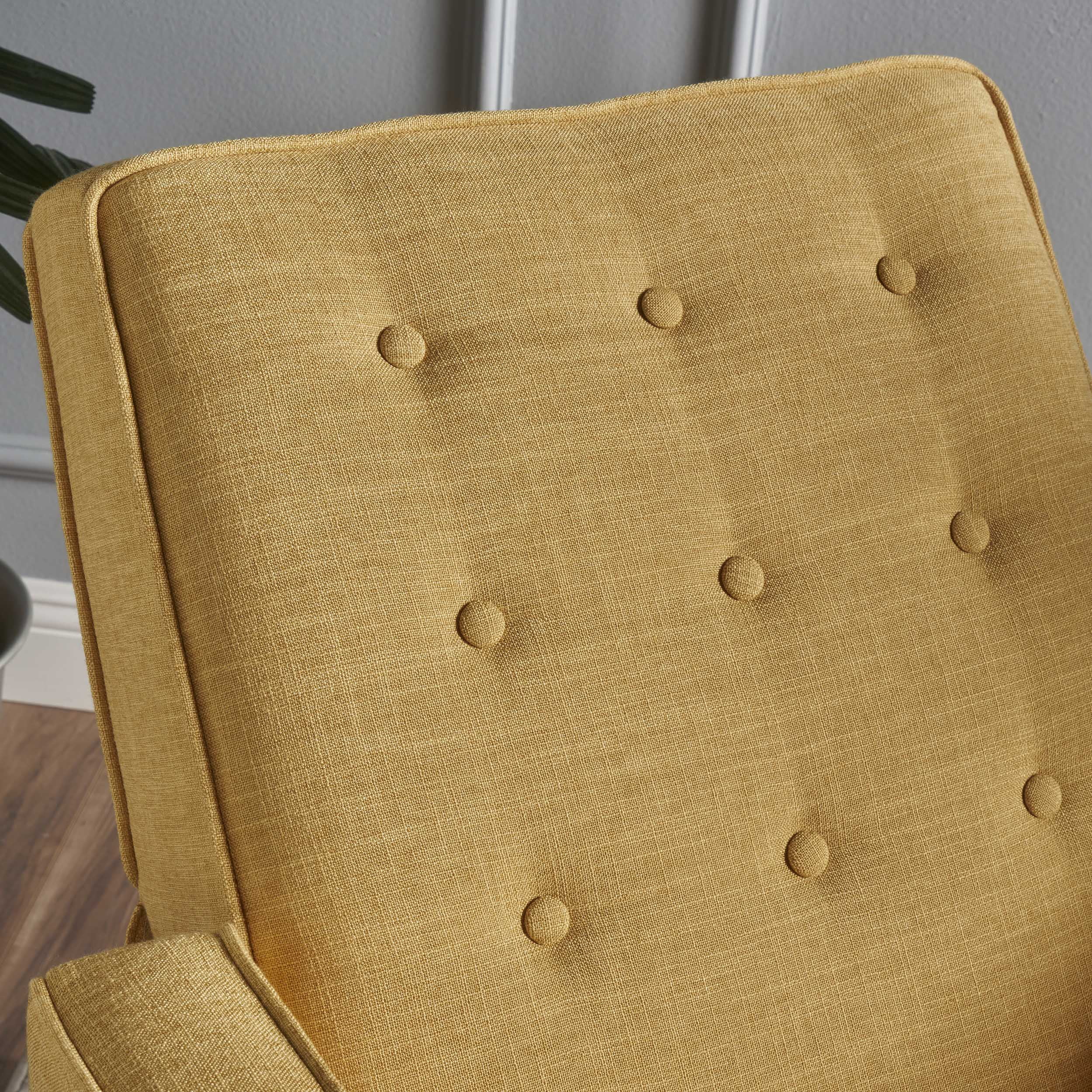 Noble House Mercury Standard Fabric Tufted Recliner, Yellow