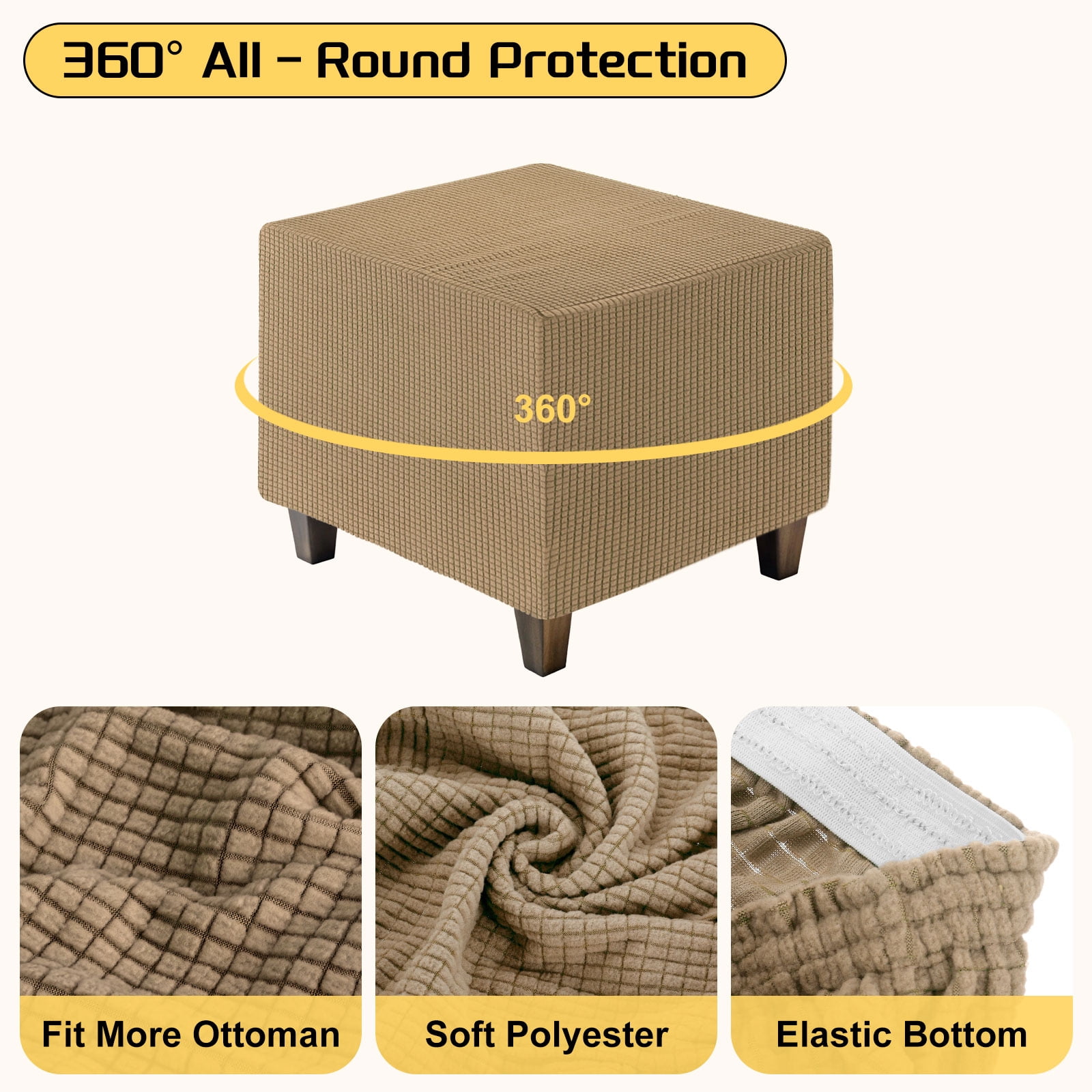 Unique Bargains Square Jacquard Slipcover Light Brown 31.5"-40.6" x 13.8"-17.7"
