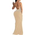 thumbnail image 2 of XINQIHANG Robe Moulante Sexy Élégante pour Femmes avec Strass, Robe de Soirée Longue, 2 of 3